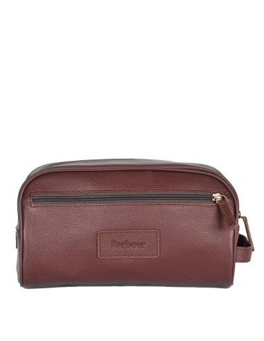 Barbour Leather Wash Bag Dark Brown les ctes