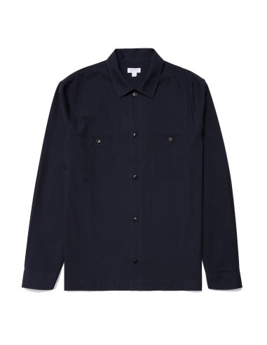 Sunspel Seersucker Overshirt Navy la chaussure