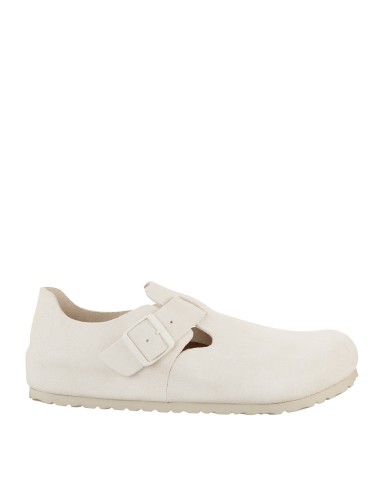 Birkenstock London Suede Reg Sandal Antique White en stock