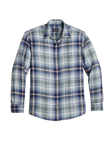 Pendleton Dawson LS Linen Shirt Light Green / Denim Plaid store