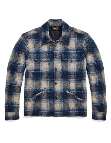 RRL by Ralph Lauren Plaid Wool-Cashmere Workshirt Jumper Blue Multi 50-70% off 