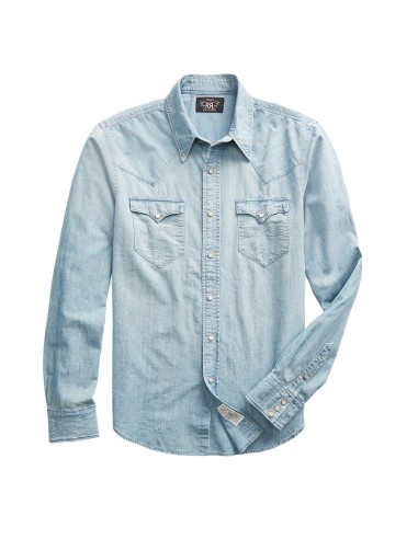 RRL by Ralph Lauren Slim Fit Chambray Western Shirt Davey Wash Le MVP de beaucoup