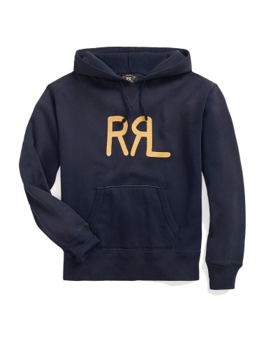 RRL by Ralph Lauren Logo Fleece Hoodie Faded Navy en linge