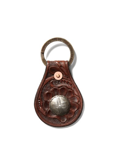 RRL by Ralph Lauren Tooled Leather Key Fob Brown en linge