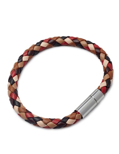 Paul Smith Bracelet Leather Plait Chocolate en ligne