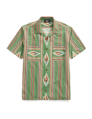 RRL by Ralph Lauren Camp Shirt Green / Red / Cream Multi de pas cher