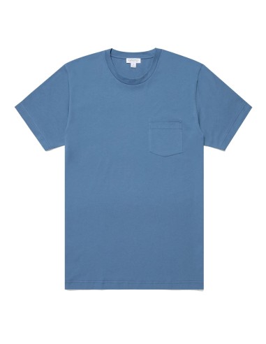 Sunspel Riviera Pocket Crew Neck T-Shirt Bluestone l'évolution des habitudes 