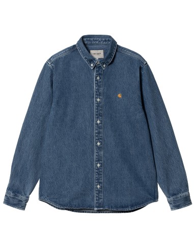 Carhartt WIP L/S Weldon Shirt Blue Heavy Stone Wash livraison gratuite