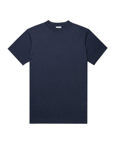 Sunspel Mock Neck T-Shirt Navy pas cher