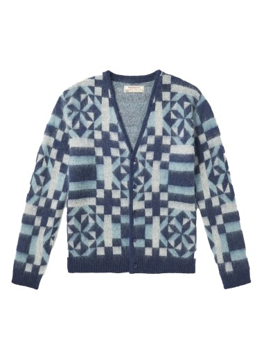 Anonymous Ism American Quilt Cardigan Blue plus qu'un jeu 