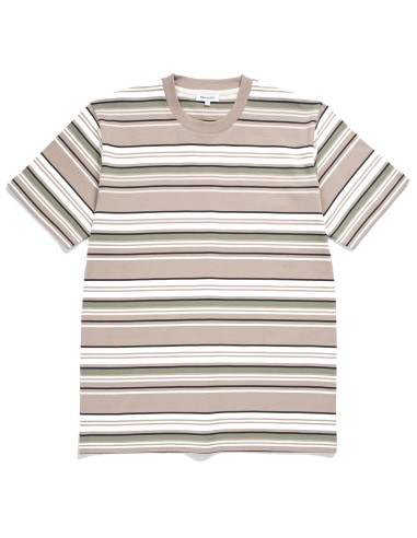 Norse Projects Johannes Weekend Stripe SS T-Shirt Light Khaki soldes