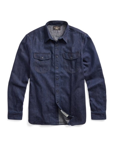 RRL by Ralph Lauren Indigo Cotton-Linen Denim Workshirt Rinse Wash votre restaurant rapide dans 