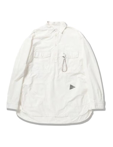 And Wander Cordura Typewriter L/S Over Shirt White de pas cher