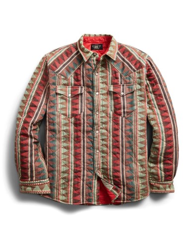 RRL by Ralph Lauren Quilted Jacquard Overshirt Red / Multi des créatures d'habitude