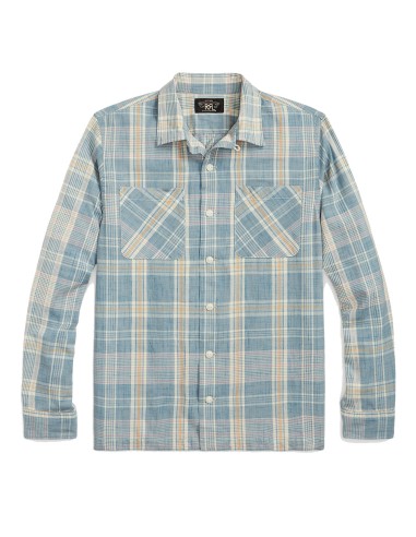 RRL by Ralph Lauren Madras Camp Shirt Light Blue la livraison gratuite