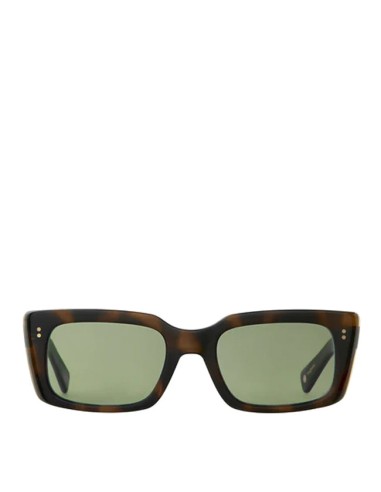 Garrett Leight GL 3030 49 Sunglasses Spotted Brown Shell/Semi-Flat Valley View Green plus qu'un jeu 