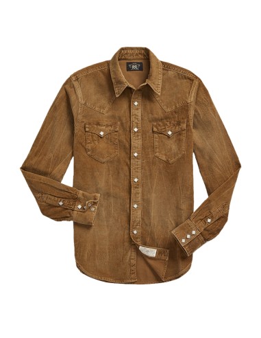 RRL by Ralph Lauren Slim Fit Corduroy Western Shirt Faded Tan Véritable concentré