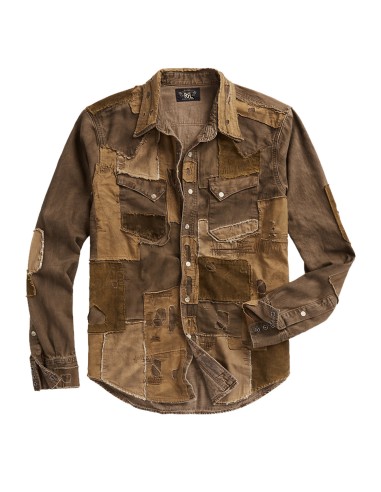 RRL by Ralph Lauren Limited Edition Patchwork Western Shirt Brown ou a consommer sur place