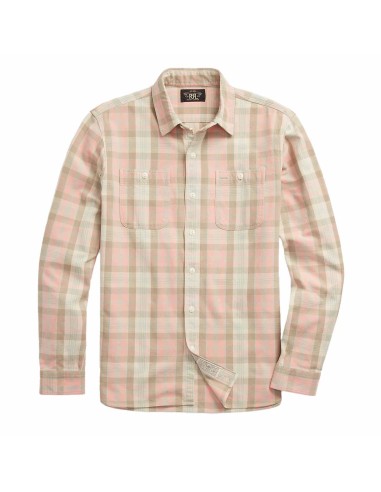 RRL by Ralph Lauren Plaid Woven Workshirt Pink Multi la colonne vertébrale