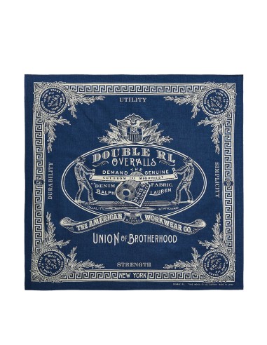 RRL by Ralph Lauren Logo Cotton Bandana Indigo / Cream pas chere