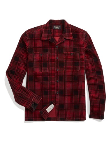 RRL by Ralph Lauren Plaid-Print Corduroy Camp Shirt Red / Black store