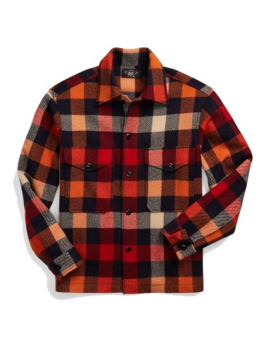 RRL by Ralph Lauren Plaid Wool Shirt Jacket Orange Multi la colonne vertébrale