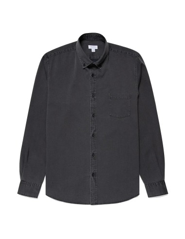 Sunspel Button Down Denim Shirt Black Rinse Denim sur le site 