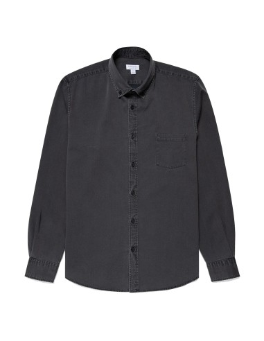 Sunspel Button Down Denim Shirt Black Rinse Denim Faites des économies