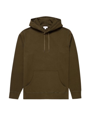 Sunspel Loopback Overhead Hoody Dark Moss le des métaux précieux