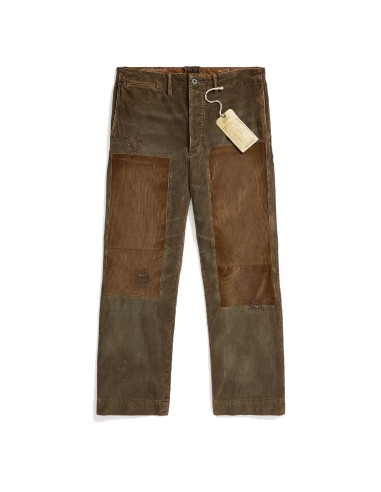 RRL by Ralph Lauren Distressed Corduroy Field Trouser Loden Repaired pour bénéficier 