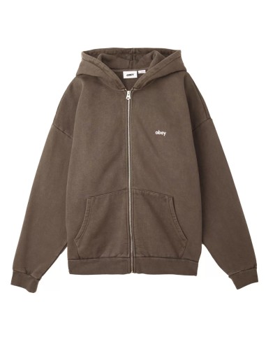 Obey Lowercase Pigment Zip Hoodie Java Brown les ctes