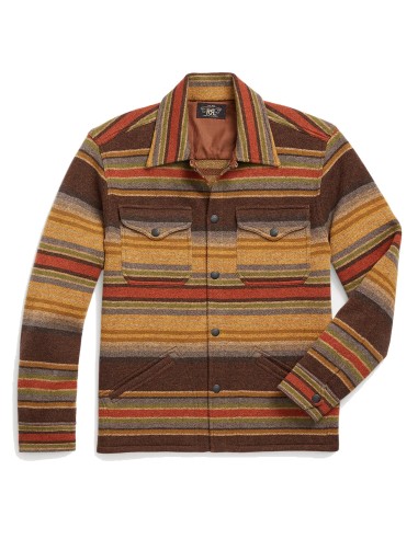 RRL by Ralph Lauren Striped Wool Workshirt Jumper Brown Stripe Multi sur le site 