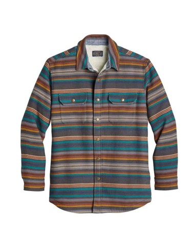 Pendleton Sherpa Lined Shirt Jacket Oxford / Teal Bridger Stripe le concept de la Pate a emporter 