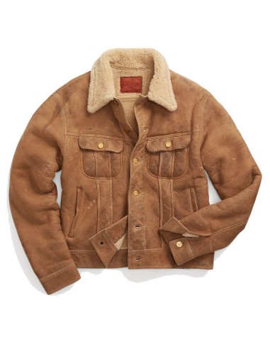 RRL by Ralph Lauren Shearling Jacket Khaki Profitez des Offres !