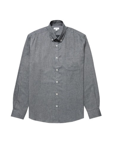 Sunspel Brushed Cotton Flannel Shirt Mid Grey Melange pas cher chine