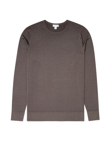 Sunspel Extra-Fine Merino Crew Neck Knit Cedar soldes