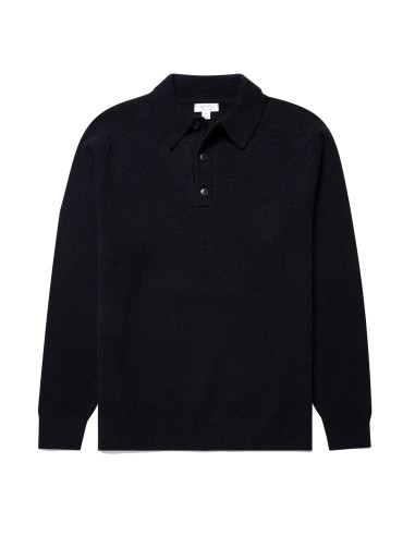 Sunspel Lambswool Polo Shirt Dark Navy Mouline prix pour 