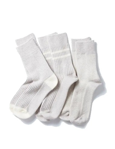 Rototo Recycle Cotton / Wool Daily 3 Pack Socks Gray / Off White meilleur choix