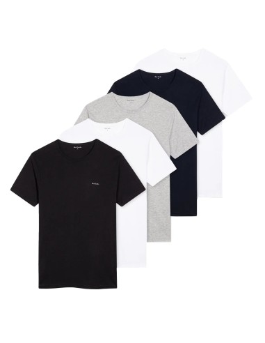 Paul Smith Organic Cotton Logo Lounge T-Shirts Five Pack Multicolour est présent 