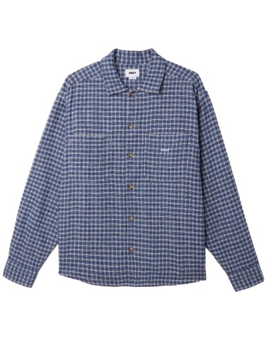 Obey Bigwig Micro Plaid Woven Shirt Silver Grey Multi de l' environnement