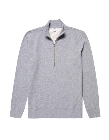 Sunspel Half Zip Sweatshirt Grey Melange Comment ça marche