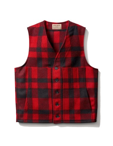 Filson Mackinaw Wool Vest Red / Black Plaid hantent personnes