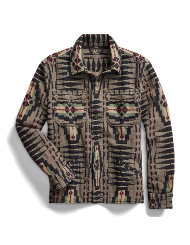 RRL by Ralph Lauren Brushed Jacquard Overshirt Grey / Multi la colonne vertébrale