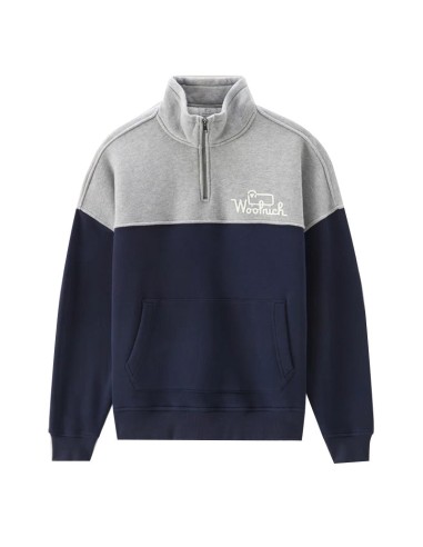 Woolrich Colour Block Half Zip Sweat Blue Block online