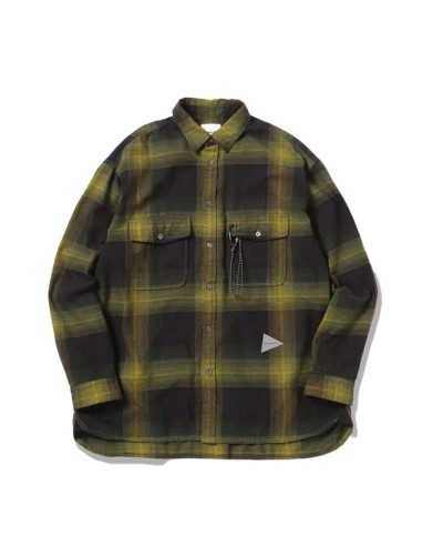 And Wander Thermonel Check Shirt Khaki solde